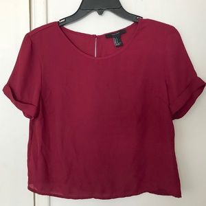 Wine red short-sleeve blouse